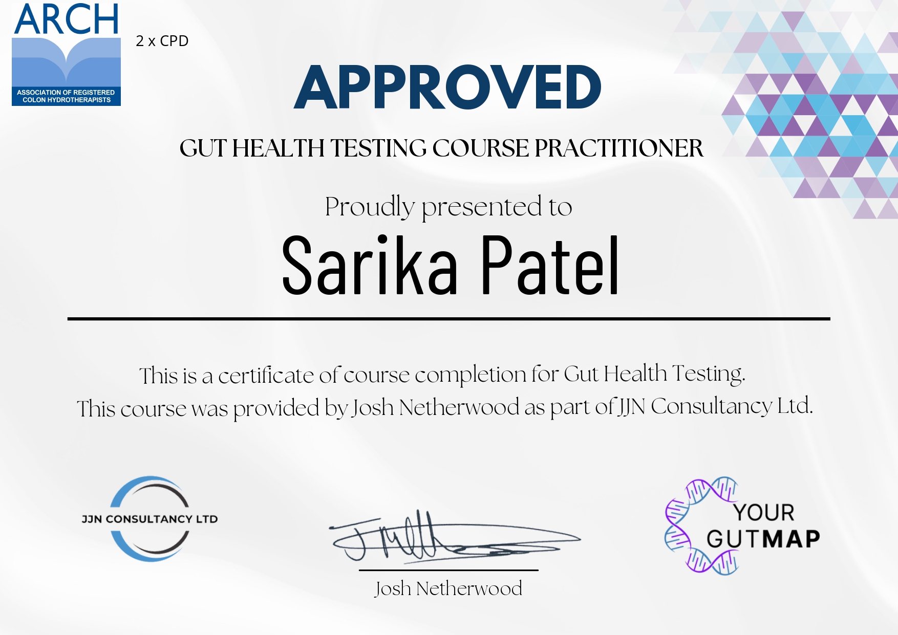 Sarika Patel - Gut Health-Certification